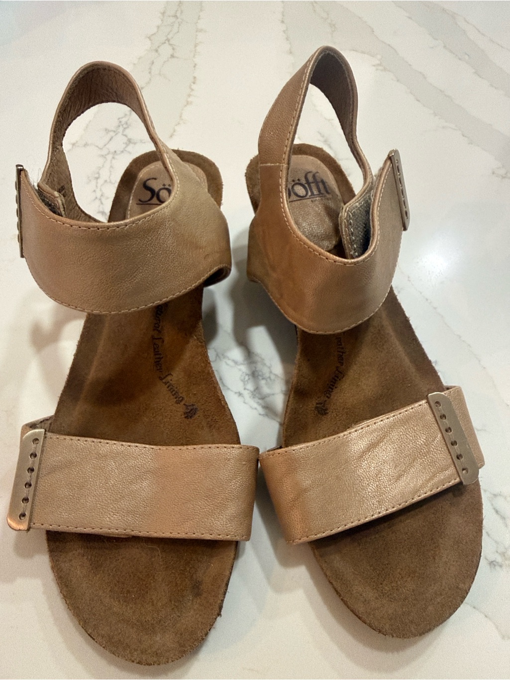 Sofft Women's Light Brown Leather Slingback Sandals